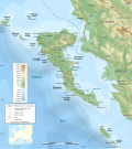 Topographic map of Corfu island Also : blank version in French