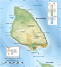 Topographic map of Mackinac Island, Lake Huron, Michigan, USA Also : in French
