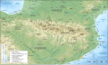Topographic map of the Pyrenees Also : Raster map with rivers ; Large raster blank map